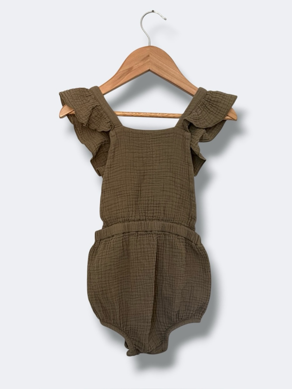 The Simple Folk Ruffle Romper 2-3 Sage Organic Cotton Muslin Bubble Romper